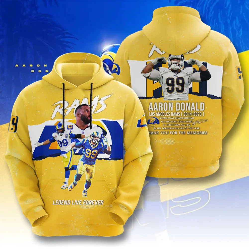 Aaron Donald X Los Angeles Rams Yellow Hoodie XXLTEE0424ZO