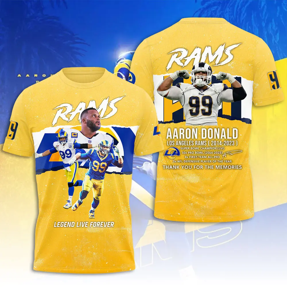 Aaron Donald X Los Angeles Rams Yellow T shirt XXLTEE0424ZO