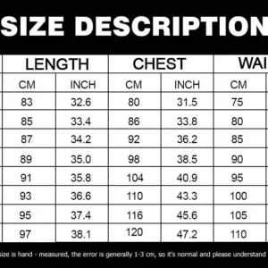 Bodycon Dress Sizechart