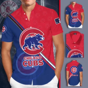 Chicago Cubs 3D Short Sleeve Dress Shirt 03