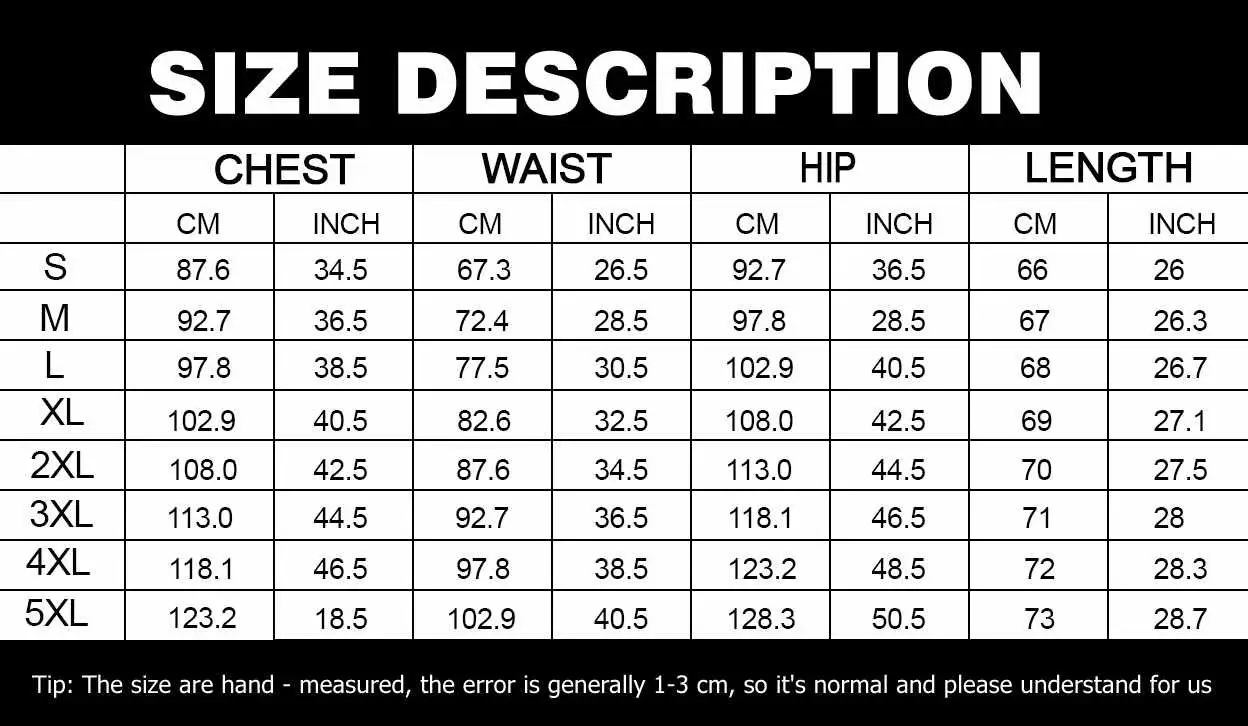 Dashiki Dress Sizechart