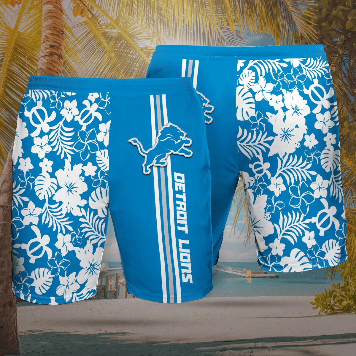 Detroit Lions 3D Hawaiian Shorts