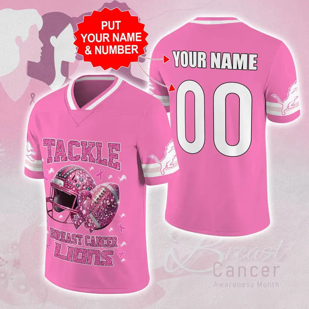 Detroit Lions x Breast Cancer Awareness Football Jersey