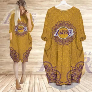 FAN designed Los Angeles Lakers LAL NBA Batwing Pocket Dress