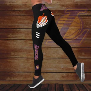 FAN designed Los Angeles Lakers LAL NBA CRISS CROSS TANK TOP LEGGINGS S2