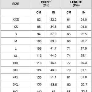 Football Jersey sizechart