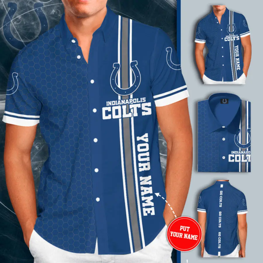 Indianapolis Colts 3D Short Sleeve Dress Shirt 01
