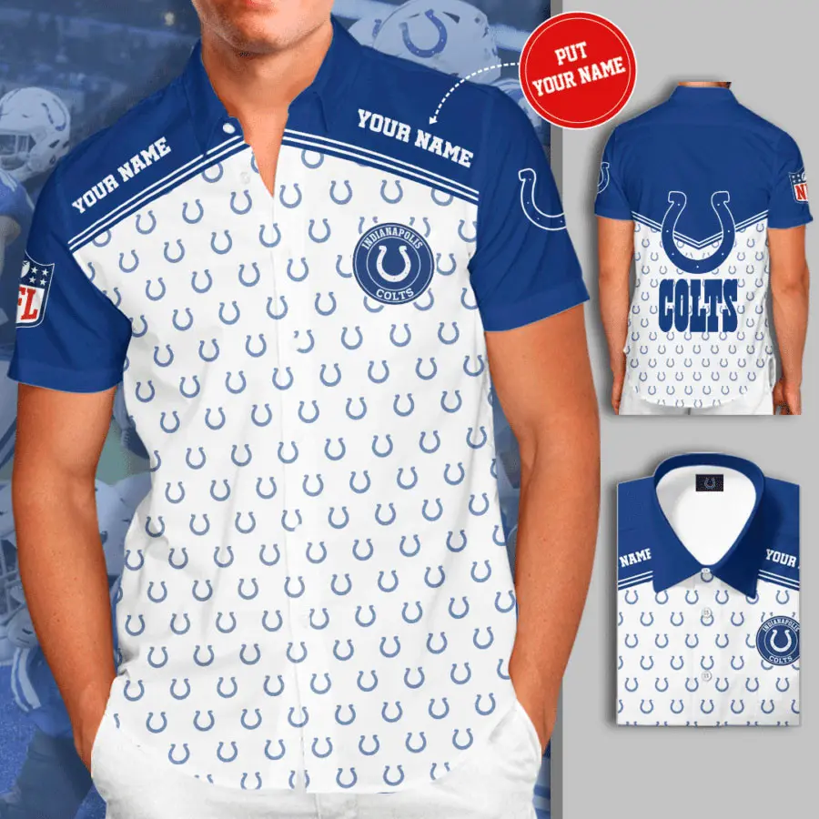Indianapolis Colts 3D Short Sleeve Dress Shirt 02