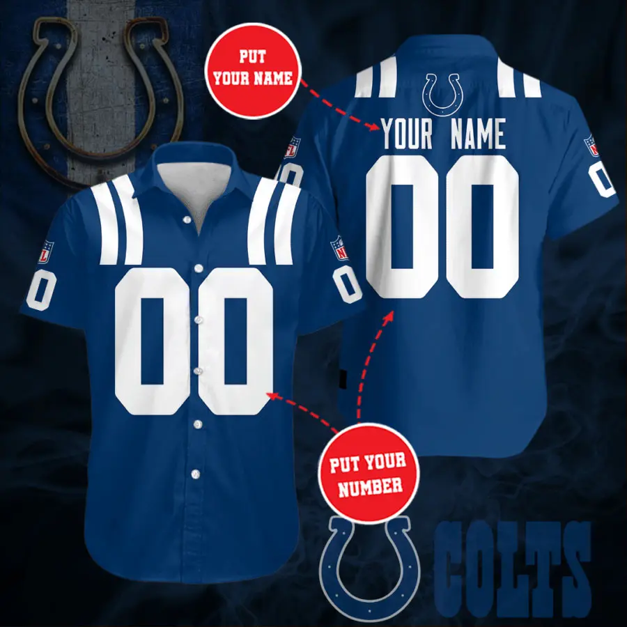 Indianapolis Colts 3D Short Sleeve Dress Shirt 04