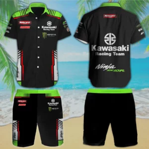 Kawasaki Racing Team 3D Hawaiian Shirt Shorts S2