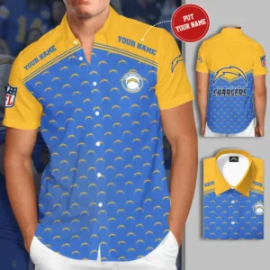 Los Angeles Chargers 3D Short Sleeve Dress Shirt 04