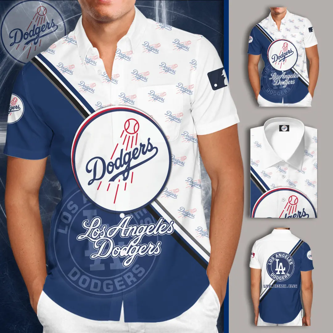 Los Angeles Dodgers 3D Short Sleeve Dress Shirt 01