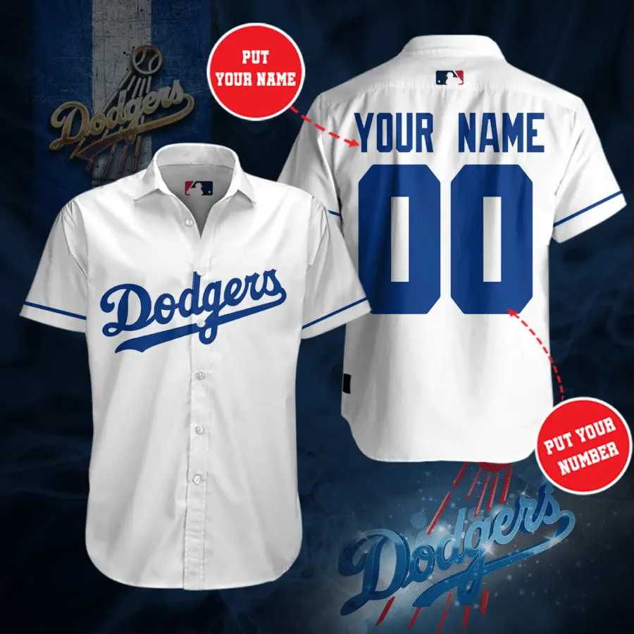 Los Angeles Dodgers 3D Short Sleeve Dress Shirt 03
