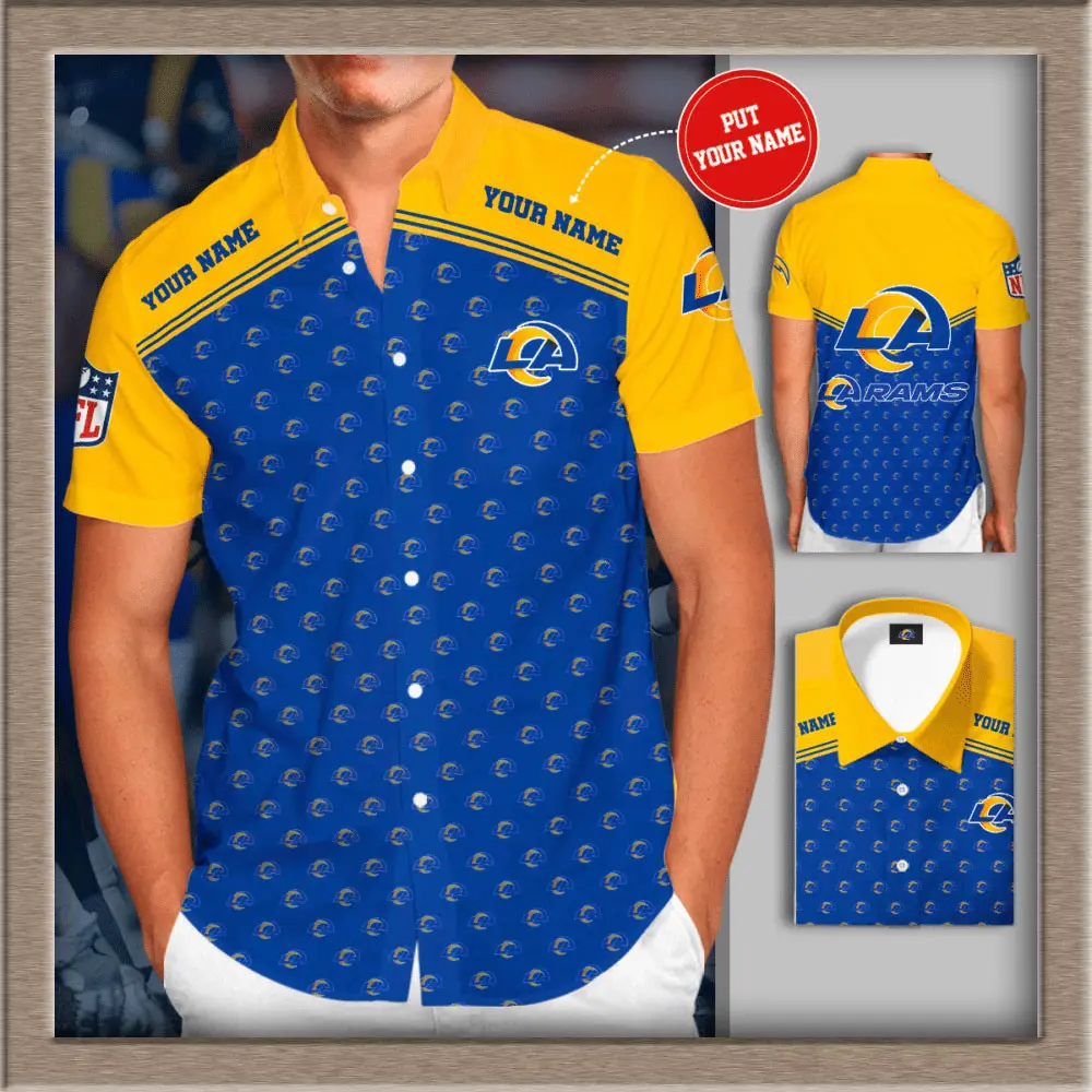 Los Angeles Rams 3D Short Sleeve Dress Shirt 02