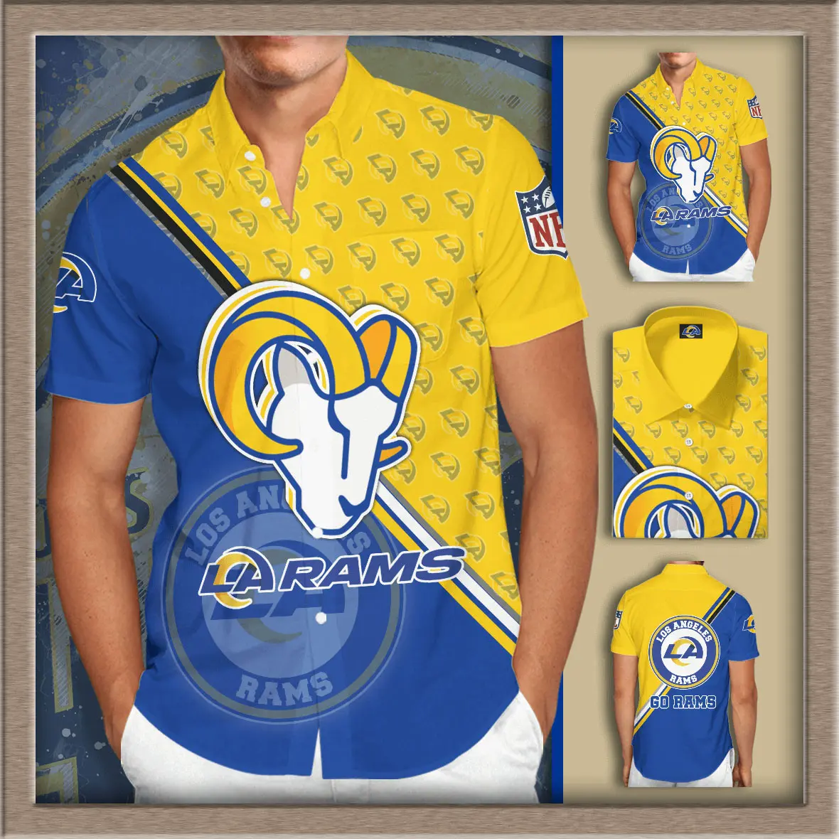 Los Angeles Rams 3D Short Sleeve Dress Shirt 04
