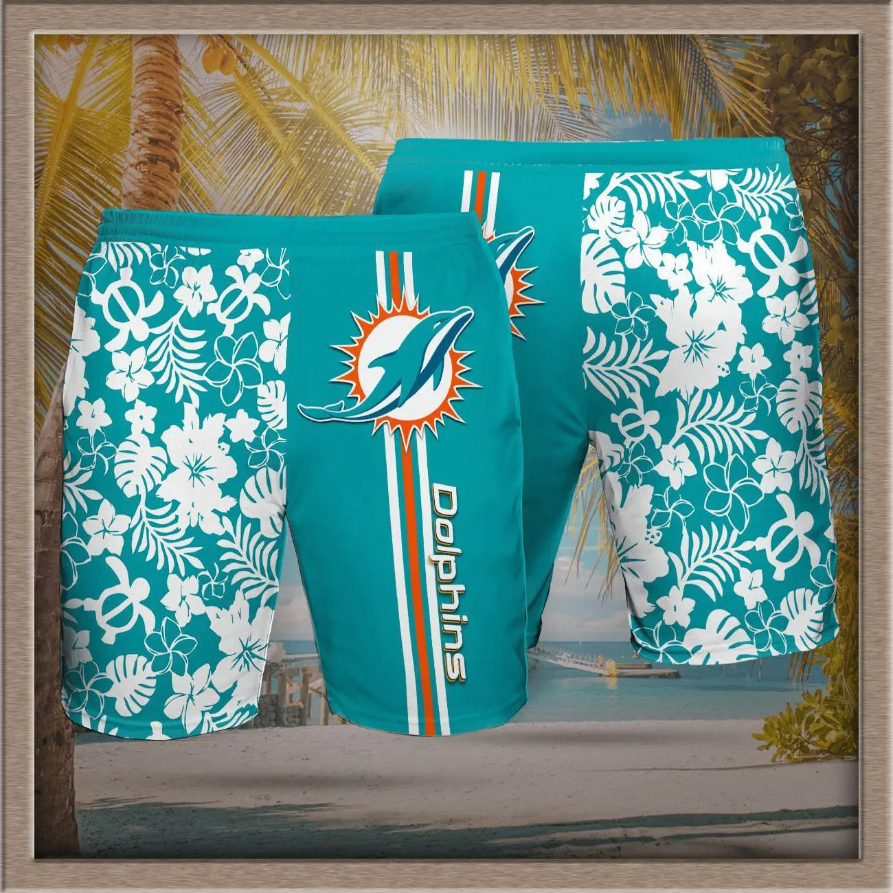 Miami Dolphins 3D Hawaiian Shorts 01