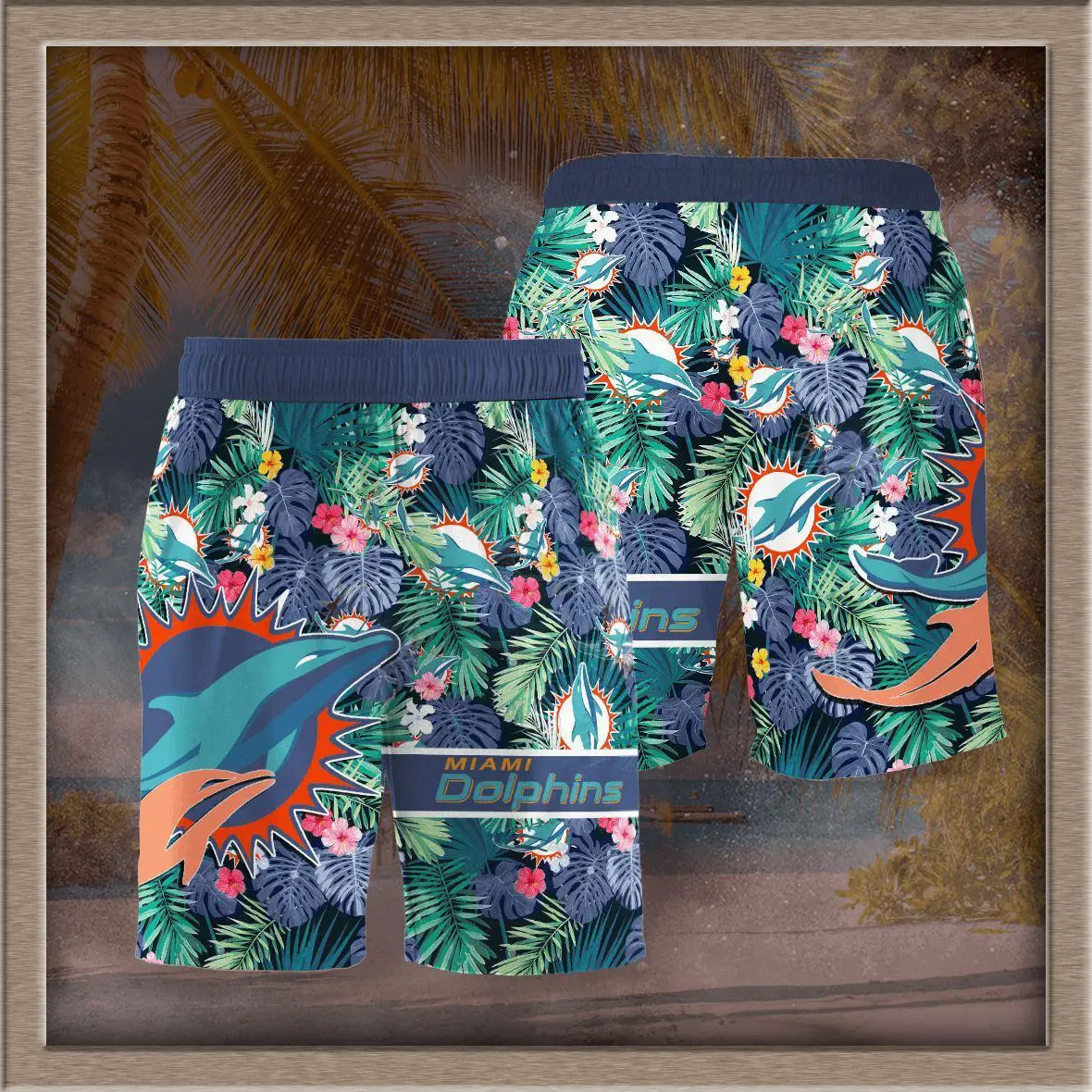 Miami Dolphins 3D Hawaiian Shorts 03