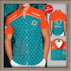 Miami Dolphins 3D Short Sleeve Dress Shirt 04