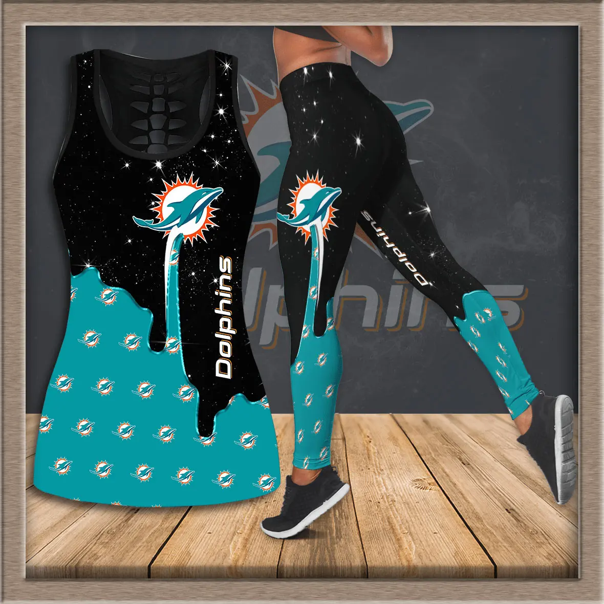 Miami Dolphins Hollow Tank Top Leggings 01
