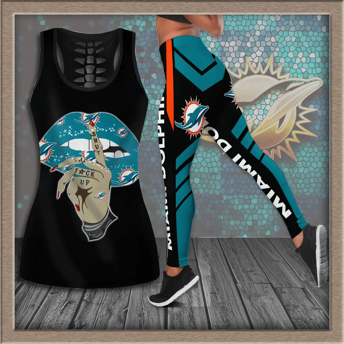 Miami Dolphins Hollow Tank Top Leggings 02