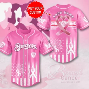 Milwaukee Brewers x Breast Cancer Awareness Baseball Jersey
