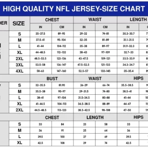 NFL jersey sizechart
