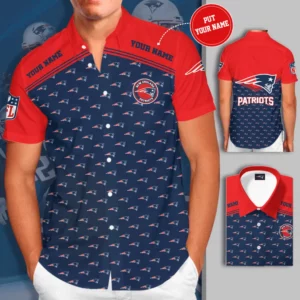 New England Patriota 3D Short Sleeve Dress Shirt 02