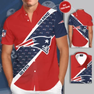 New England Patriota 3D Short Sleeve Dress Shirt 03