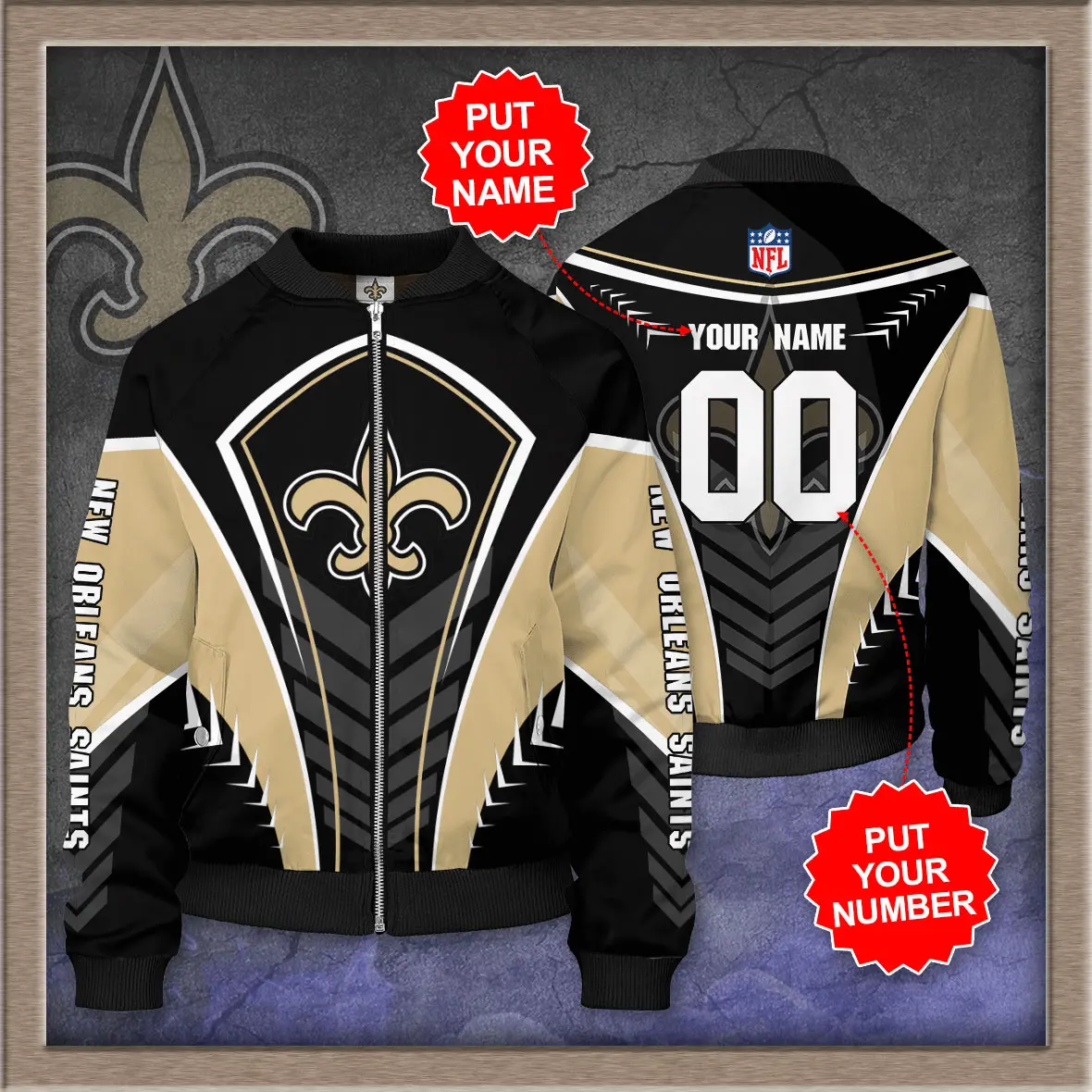 New Orleans Saints 3D Bomber Jacket 03