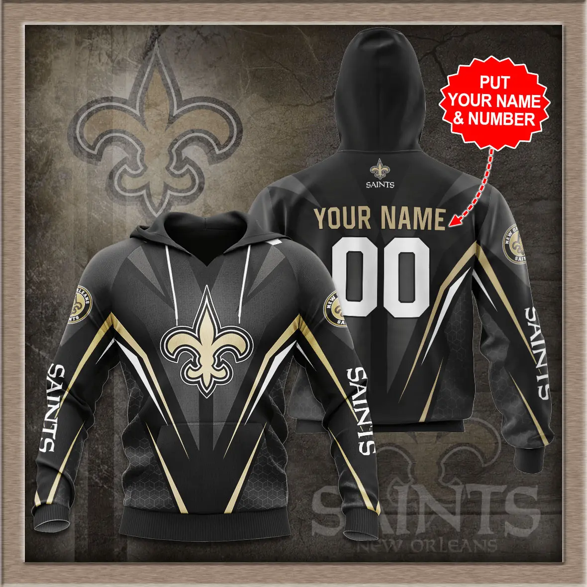 New Orleans Saints 3D hoodie 3