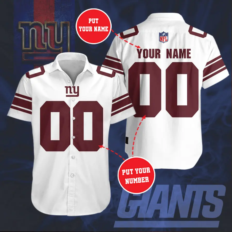 New York Giants 3D Short Sleeve Dress Shirt 05