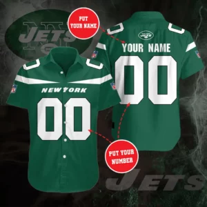 New York Jets 3D Short Sleeve Dress Shirt 05