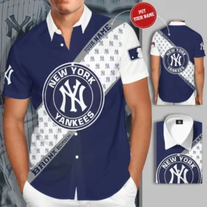 New York Yankees 3D Short Sleeve Dress Shirt 05