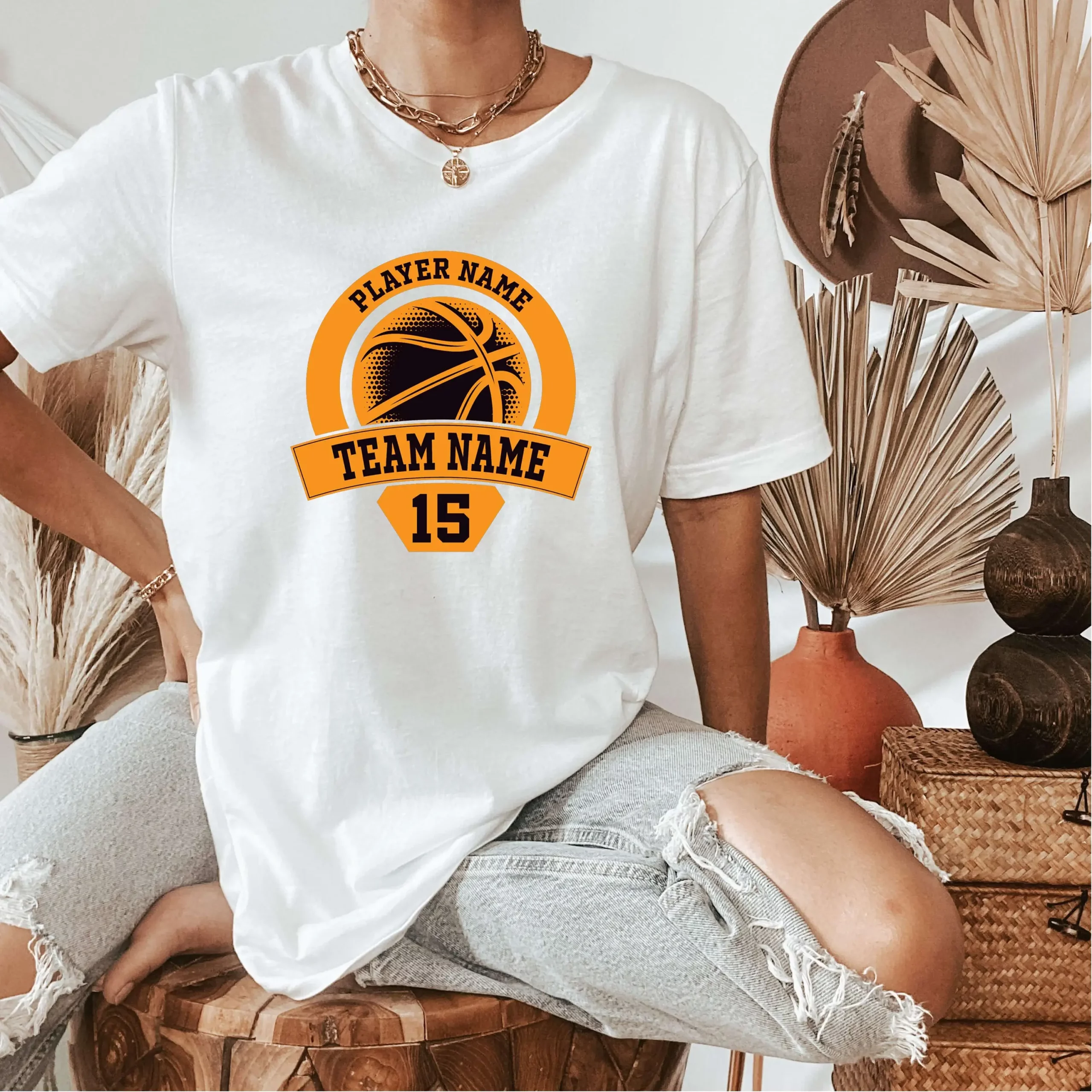 Personalized Basketball White Oversized T shirt 1