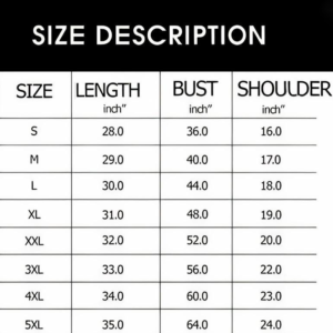 T shirt Sizechart 2022