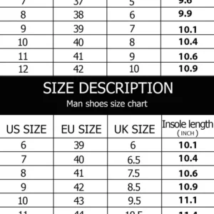sneaker size chart