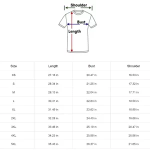 t shirt size chart